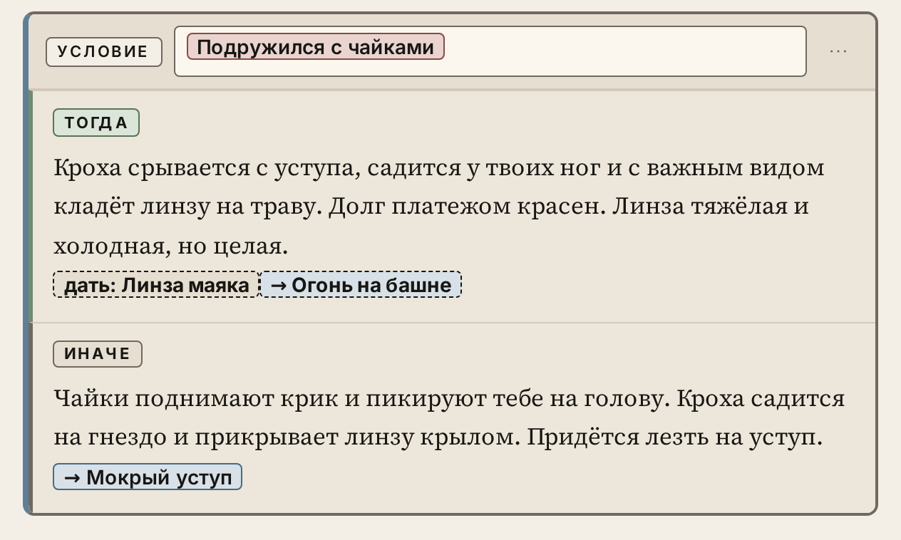 Условие в сцене «Тропа к Чаячьему утёсу»